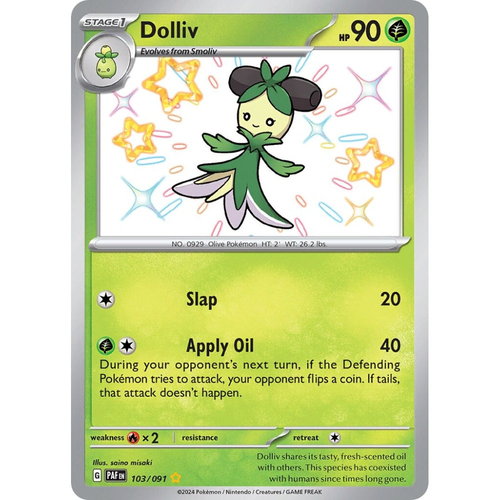 Dolliv Shiny Rare 103/091 Pokemon Card Game Paldean Fates