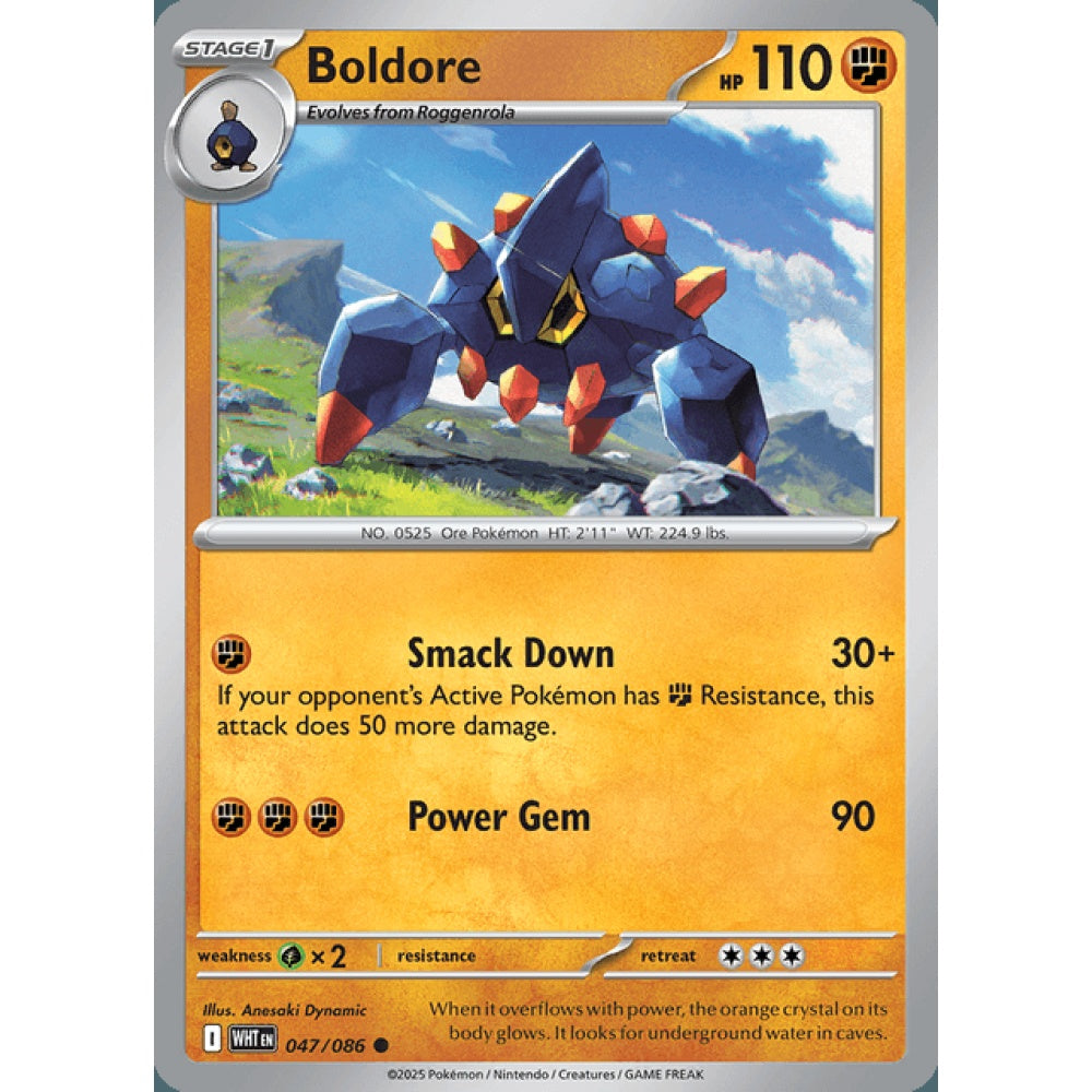 Boldore Common 47/086 Pokemon Card Game White Flare