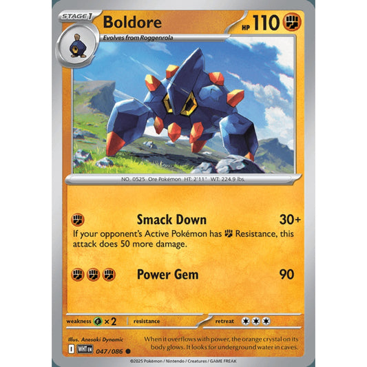 Boldore Common 47/086 Pokemon Card Game White Flare