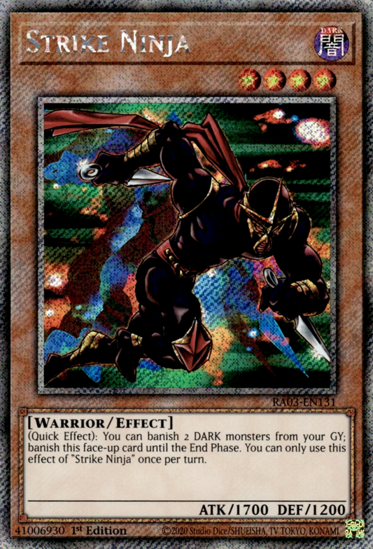 Strike Ninja RA03-EN131 Platinum Platinum Secret Rare Yu-Gi-Oh Quarter Century Bonanza in Art