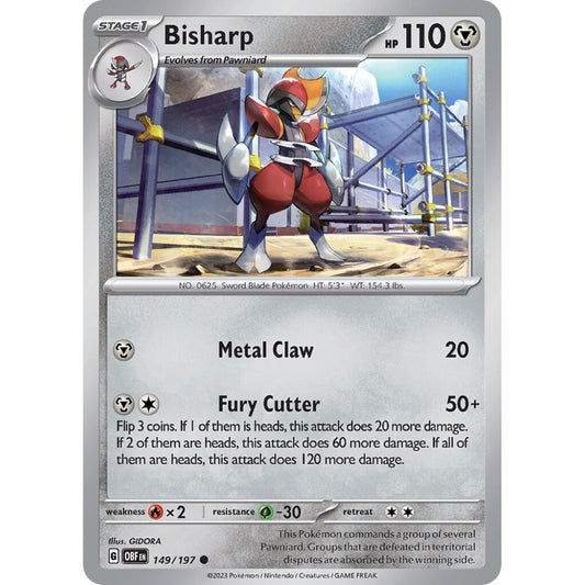 Bisharp Common 149/197 Pokemon Card Game Obsidian Flames