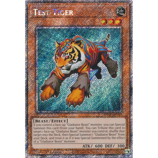 Test Tiger RA03-EN189 Platinum Platinum Secret Rare Yu-Gi-Oh Quarter Century Bonanza in Art