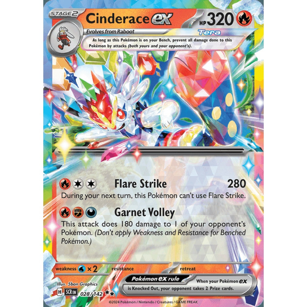 Cinderace ex Double Rare 028/142 Pokemon Card Game Stellar Crown