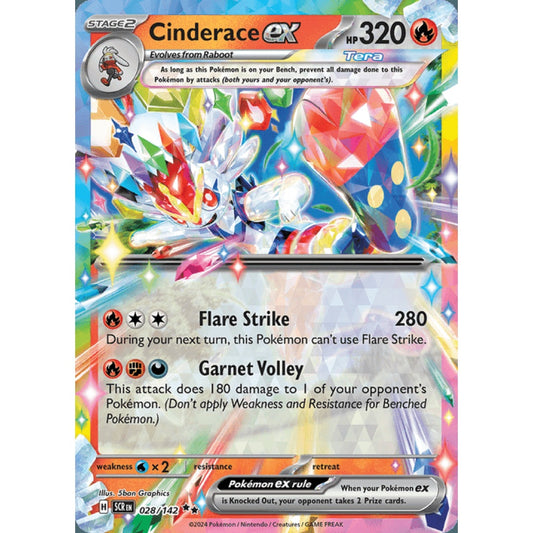Cinderace ex Double Rare 028/142 Pokemon Card Game Stellar Crown