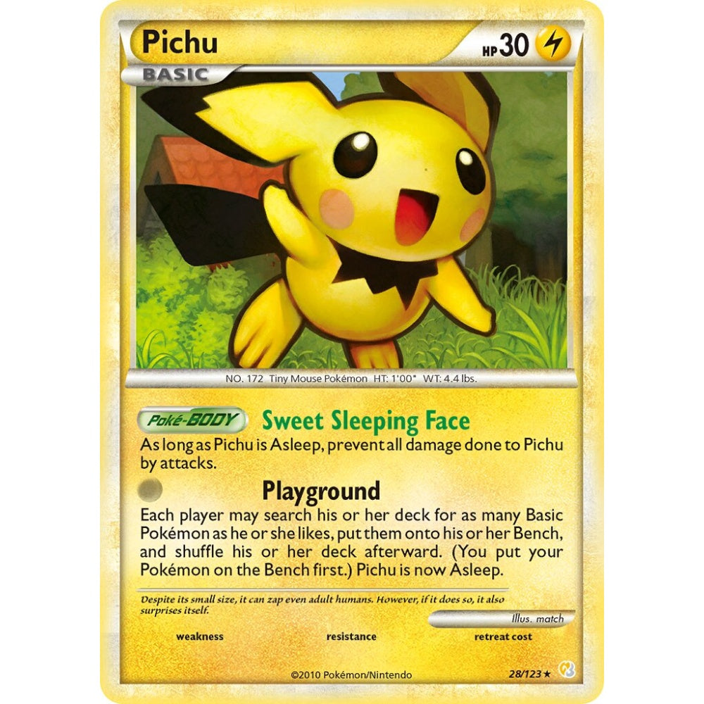 Pichu Rare 28/123 Pokemon Card Game HeartGold & SoulSilver