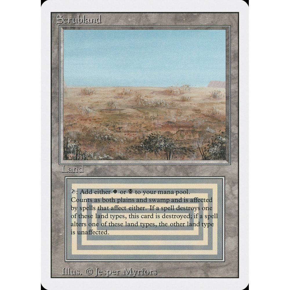 Scrubland rare 286 Magic the Gathering Revised Edition