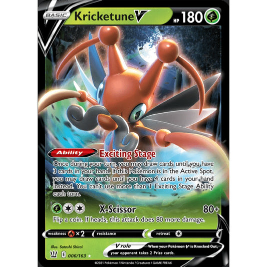 Kricketune V Double Rare 006/163 Pokemon Card Game Battle Styles
