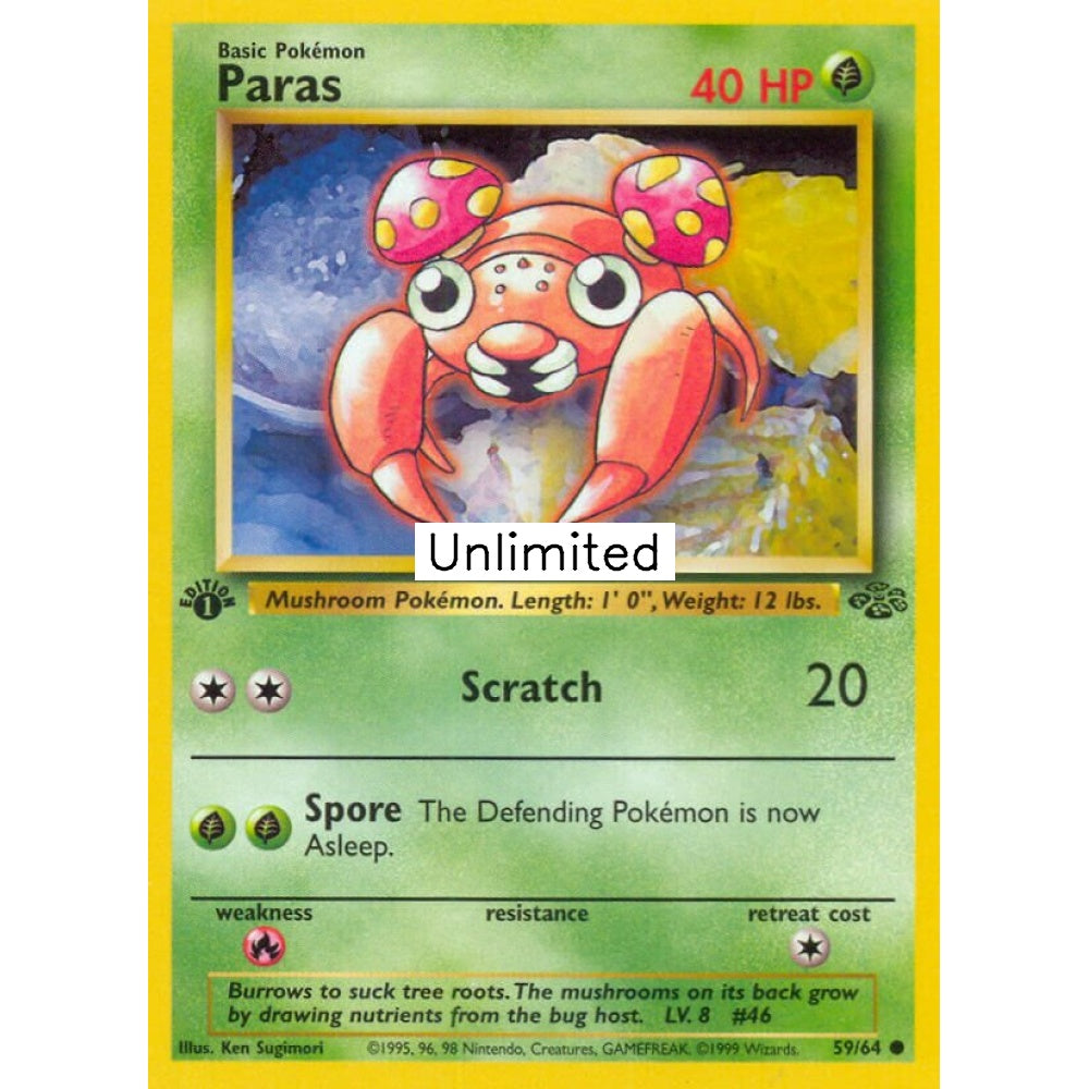 Paras Common 59/64 Pokemon Card Game Jungle