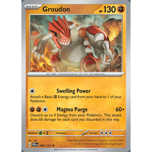 Groudon Rare 049/131 Pokemon Card Game Prismatic Evolutions