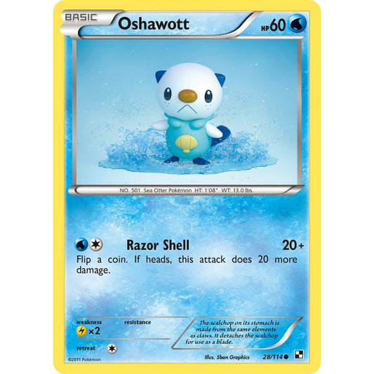 Oshawott Common 28/114 Pokemon Card Game Black & White