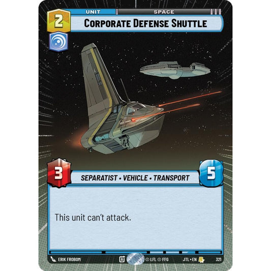 Corporate Defense Shuttle, R, JTL 321) Hyperspace, Star Wars Unlimited