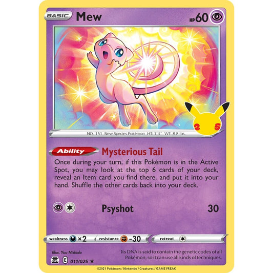Mew Rare Holo 011/025 Pokemon Card Game Celebrations