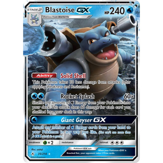 Blastoise-GX Rare Holo GX 35/214 Pokemon Card Game Unbroken Bonds