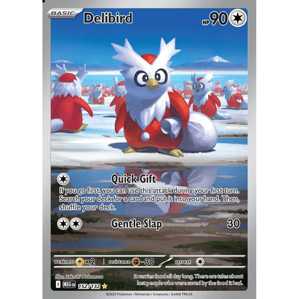Delibird Illustration Rare 152/132 Pokemon Card Game Mega Evolution Spanish