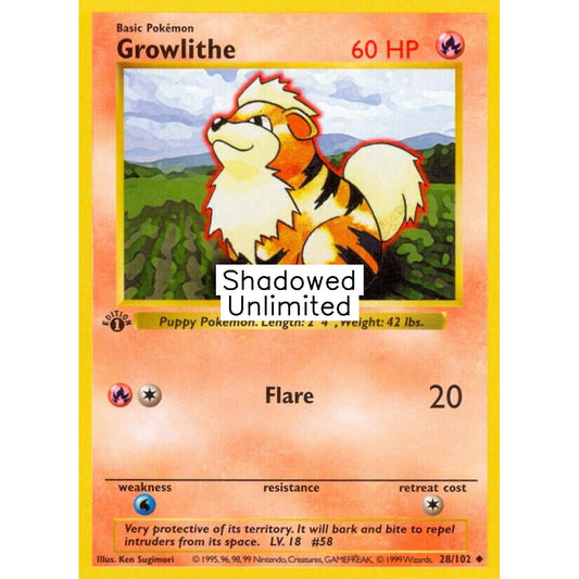 Growlithe Uncommon 28/102 Pokemon Card Game Base Set