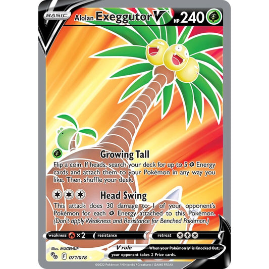 Alolan Exeggutor V Rare Ultra 071/078 Pokemon Card Game Pokémon GO