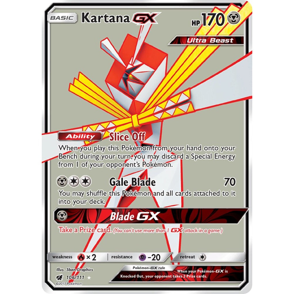 Kartana-GX Rare Ultra 106/111 Pokemon Card Game Crimson Invasion