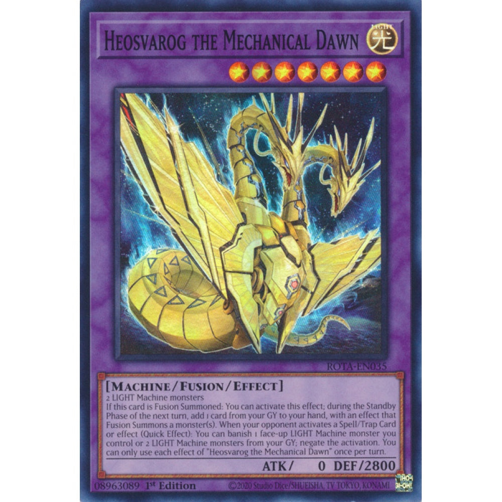 Heosvarog the Mechanical Dawn ROTA-EN035 Super Super Rare Yu-Gi-Oh Rage of the Abyss in Art
