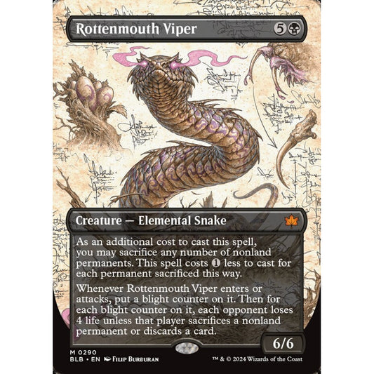 Rottenmouth Viper, 290, mythic, Magic: The Gathering, Bloomburrow