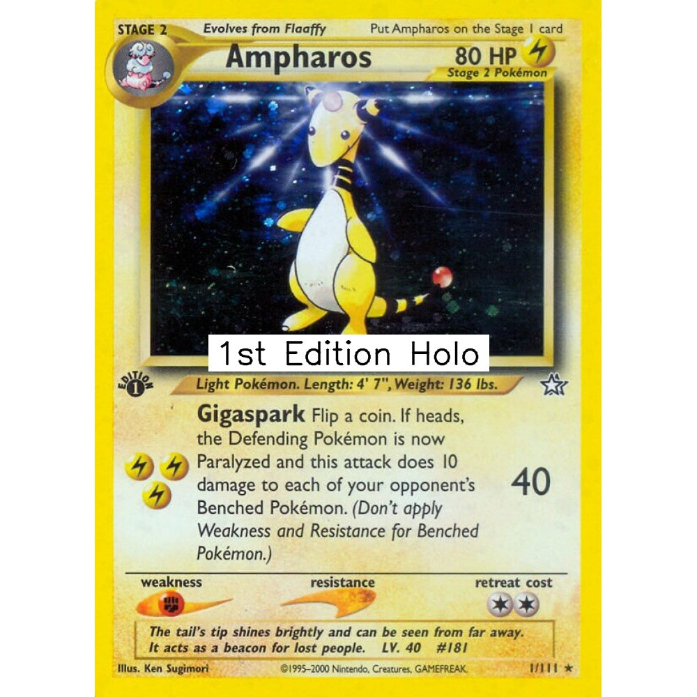 Ampharos Rare Holo 1/111 Pokemon Card Game Neo Genesis