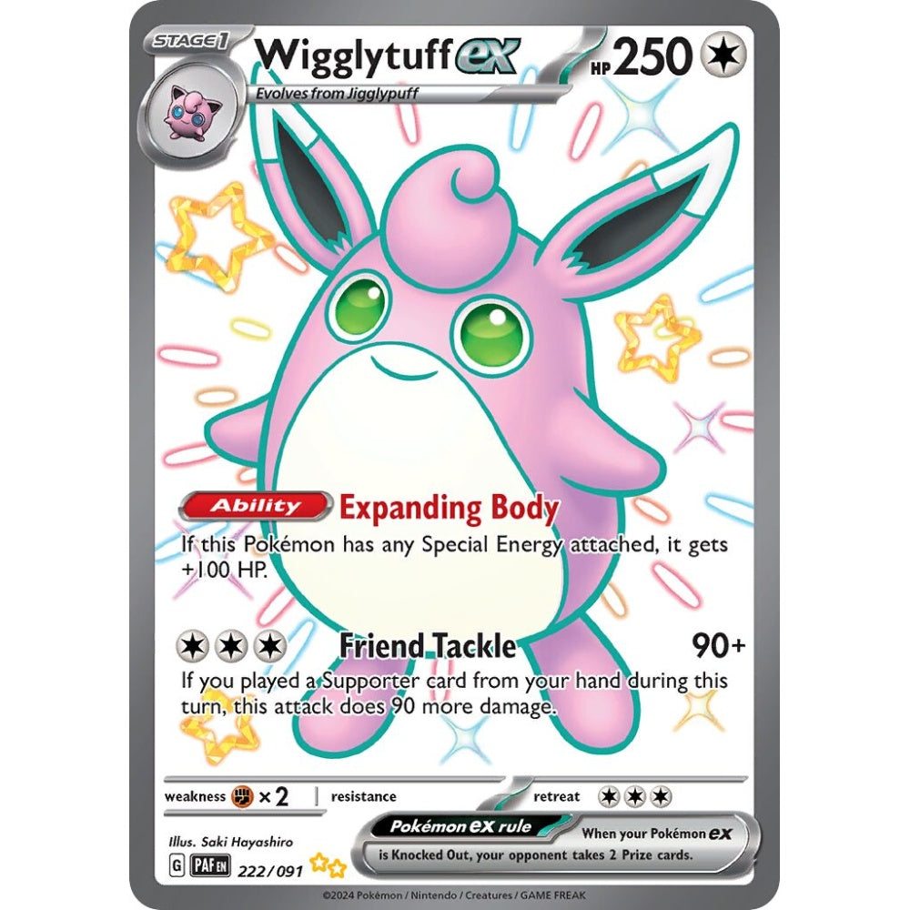 Wigglytuff ex Shiny Ultra Rare 222/091 Pokemon Card Game Paldean Fates