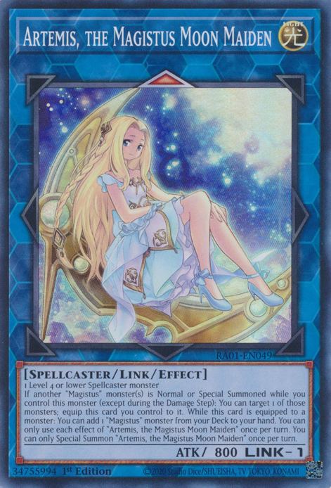 Artemis, the Magistus Moon Maiden RA01-EN049 Ultra Ultra Rare Yu-Gi-Oh 25th Anniversary Rarity Collection in Art