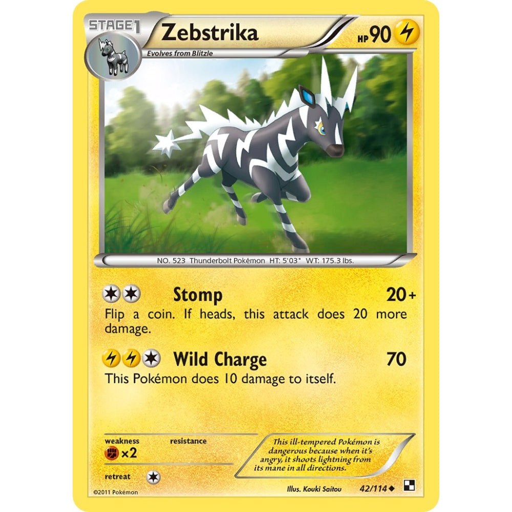 Zebstrika Uncommon 42/114 Pokemon Card Game Black & White