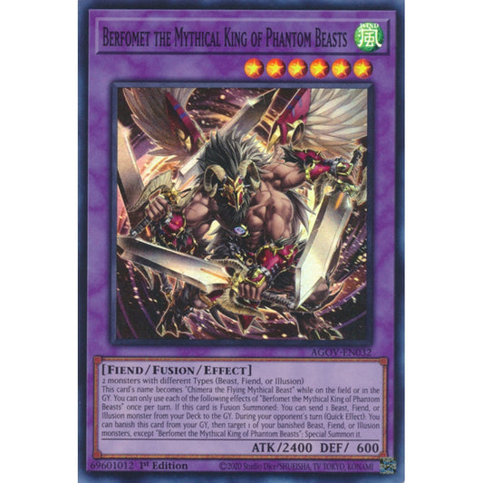 Berfomet the Mythical King of Phantom Beasts AGOV-EN032 Super Super Rare Yu-Gi-Oh Age of Overlord in Art
