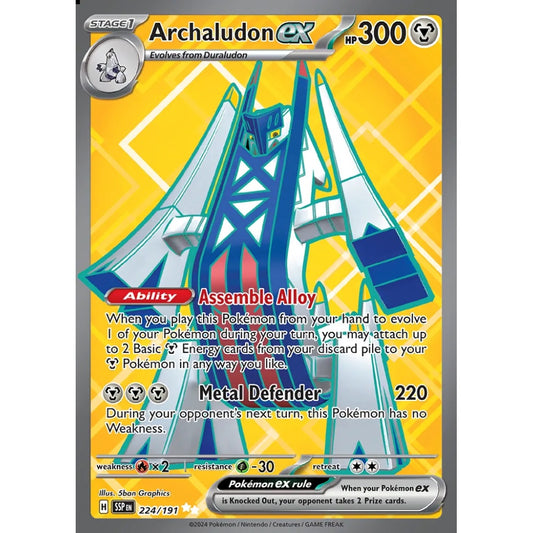Archaludon ex Ultra Rare 224/191 Pokemon Card Game Surging Sparks