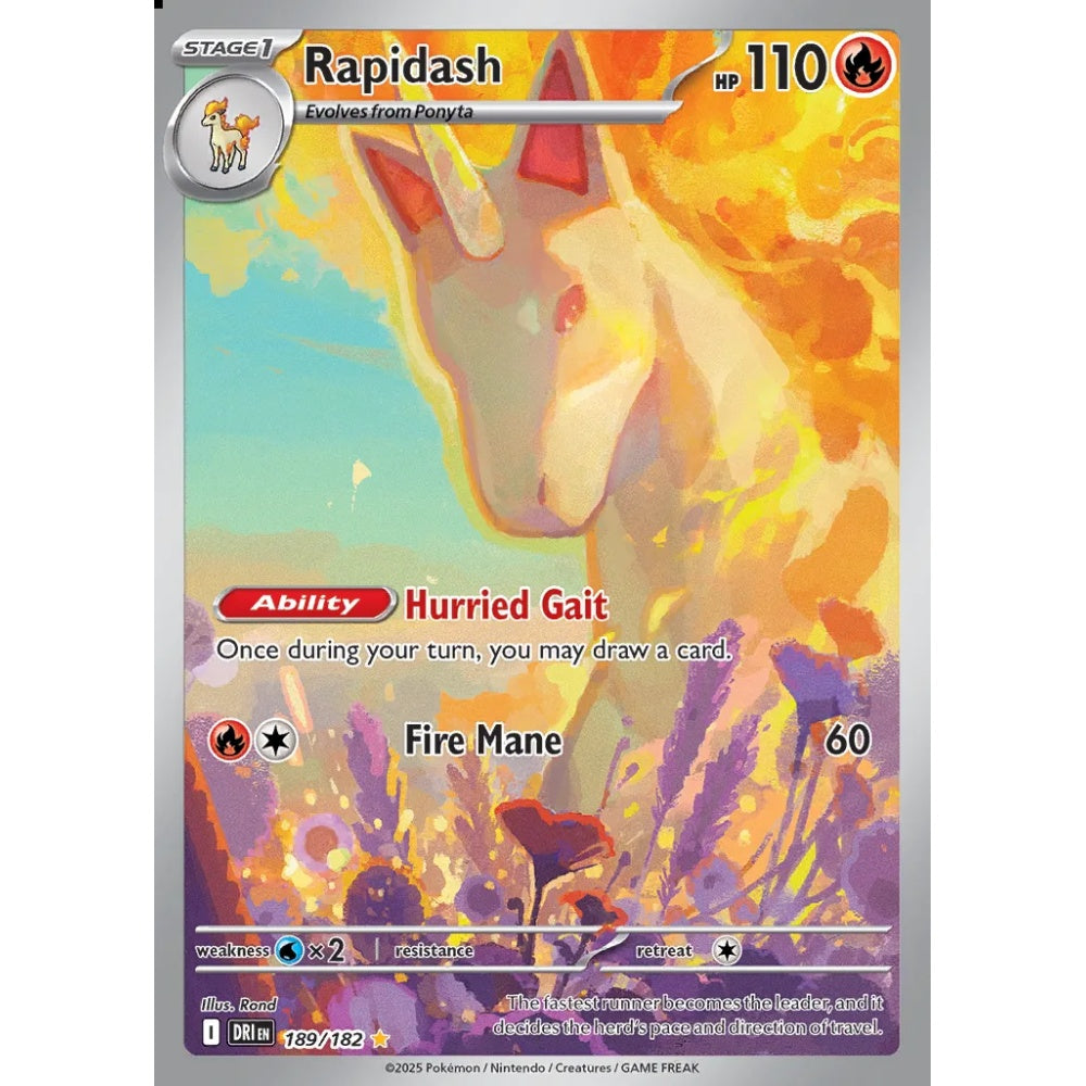 Rapidash Illustration Rare 189/182 Pokemon Card Game Destined Rivals