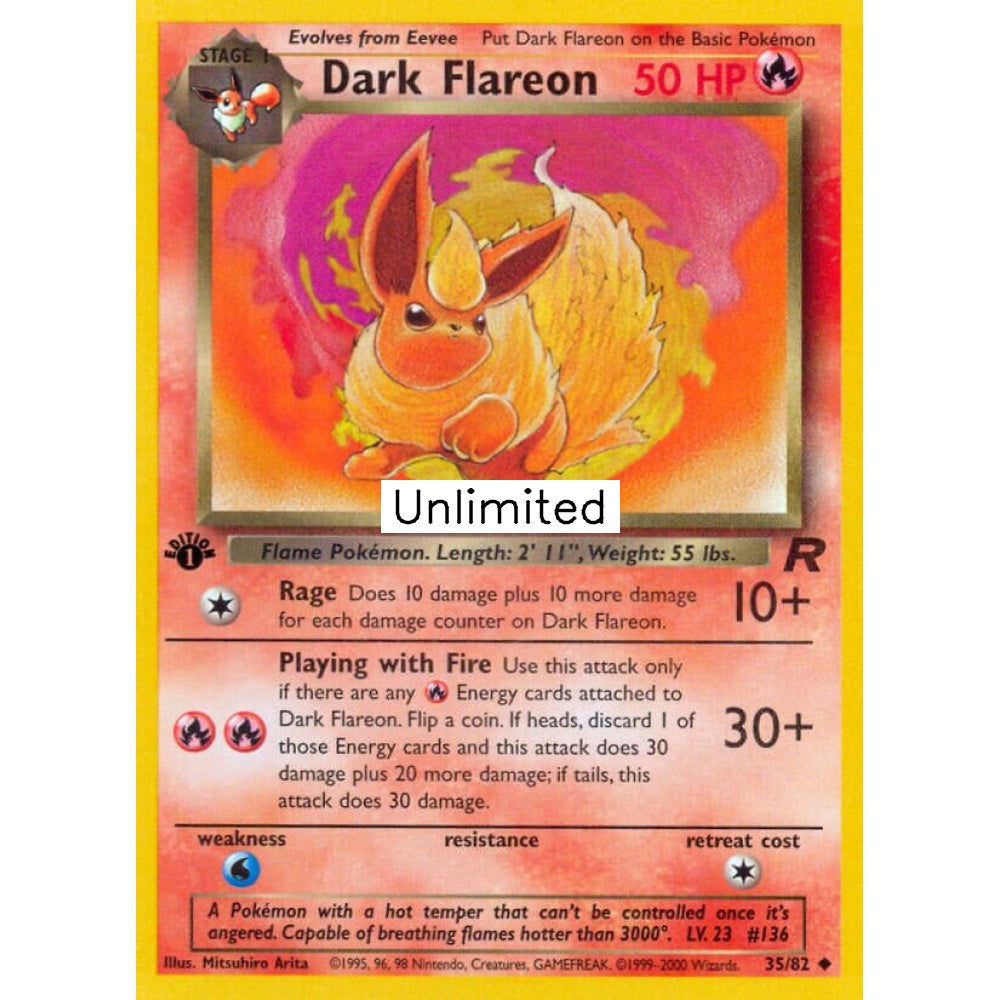 Dark Flareon Uncommon 35/82 Pokemon Card Game Team Rocket