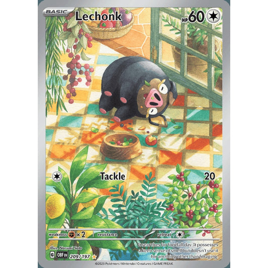 Lechonk Illustration Rare 209/197 Pokemon Card Game Obsidian Flames