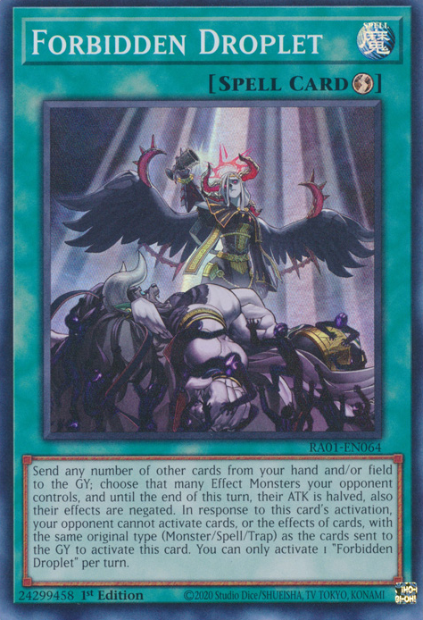 Forbidden Droplet RA01-EN064 Ultimate Ultimate Rare Yu-Gi-Oh 25th Anniversary Rarity Collection in Art