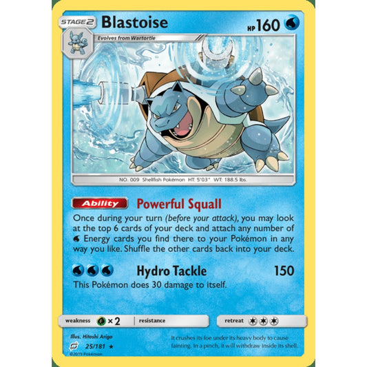 Blastoise Rare 25/181 Pokemon Card Game Team Up