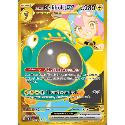 Iono's Bellibolt ex Secret Rare 188/159 Pokemon Card Game Journey Together