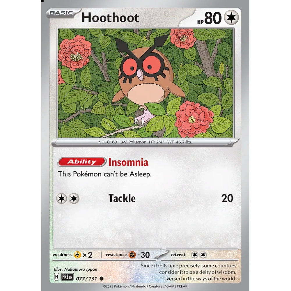Hoothoot Common 077/131 Pokemon Card Game Prismatic Evolutions