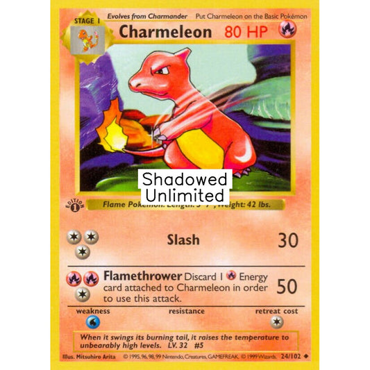 Charmeleon Uncommon 24/102 Pokemon Card Game Base Set
