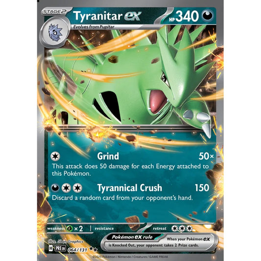 Tyranitar ex Double Rare 064/131 Pokemon Card Game Prismatic Evolutions
