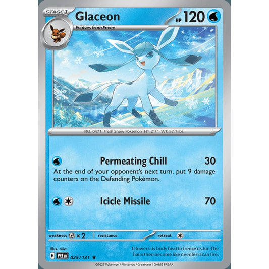 Glaceon Rare 025/131 Pokemon Card Game Prismatic Evolutions