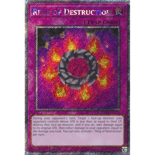Ring of Destruction RA04-EN119 QCR Quarter Century Secret Rare Yu-Gi-Oh Quarter Century Stampede in Art