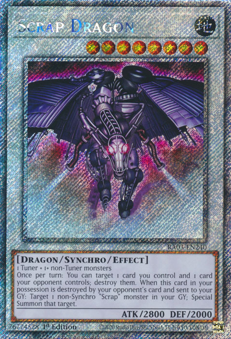 Scrap Dragon RA03-EN240 Platinum Platinum Secret Rare Yu-Gi-Oh Quarter Century Bonanza in Art