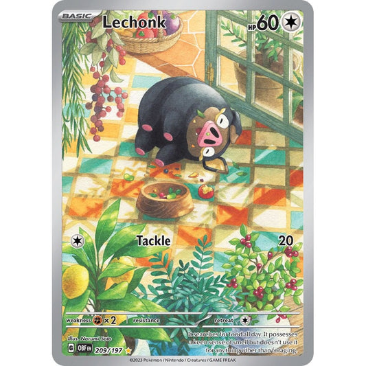 Lechonk Illustration Rare 209/197 Pokemon Card Game Obsidian Flames