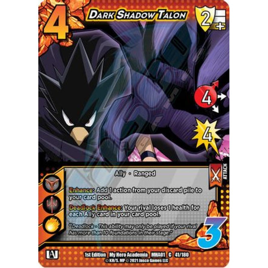 Dark Shadow Talon, 41/180, C, UniVersus, MHA01 My Hero Academia