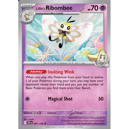 Lillie's Ribombee Rare 067/159 Pokemon Card Game Journey Together