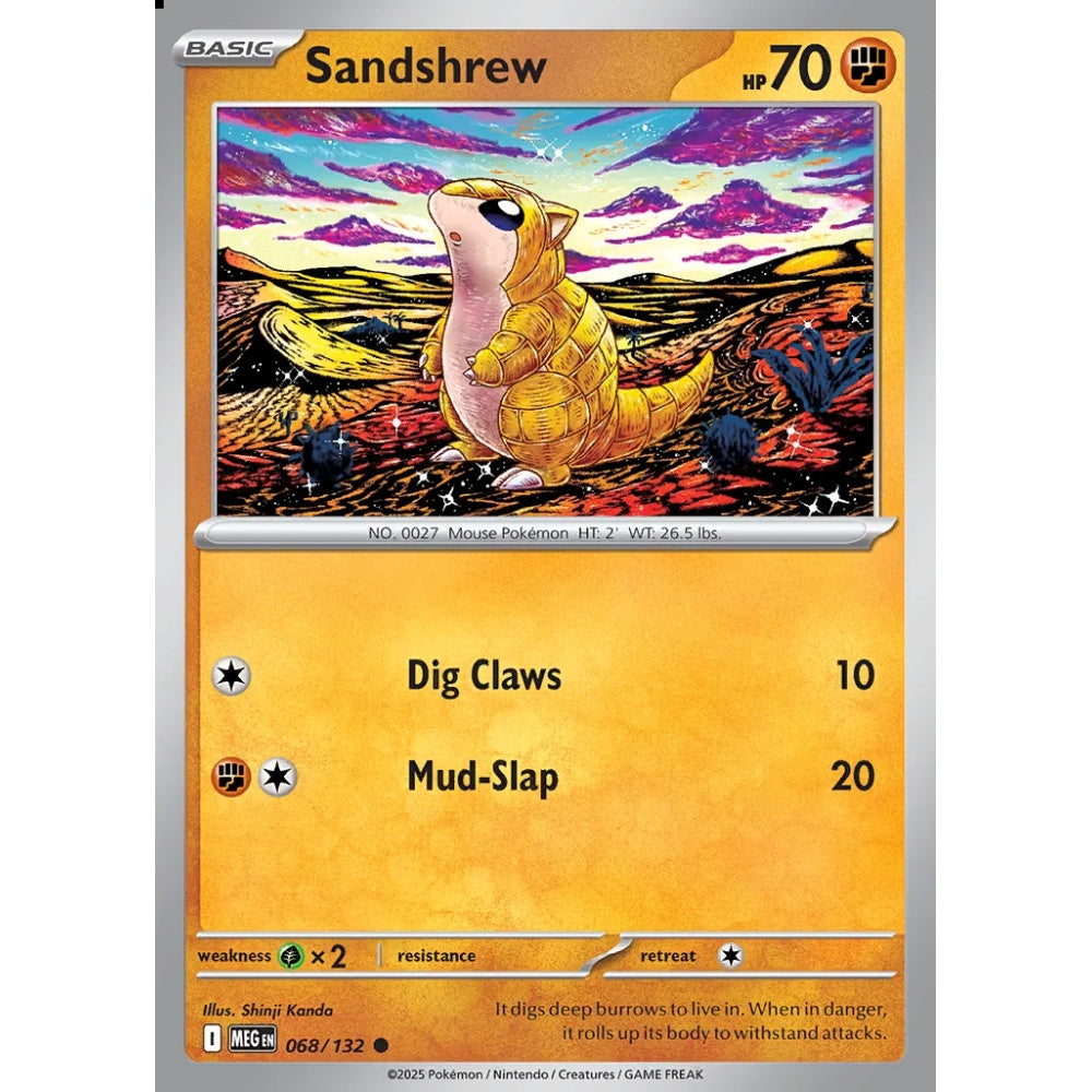 Sandshrew Common 068/132 Pokemon Card Game Mega Evolution