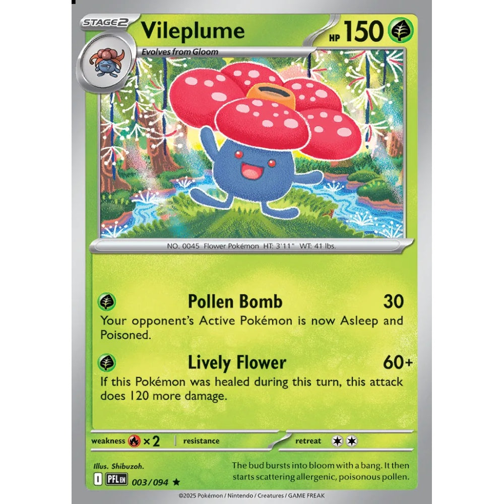 Vileplume Rare 003/094 Pokemon Card Game Phantasmal Flames