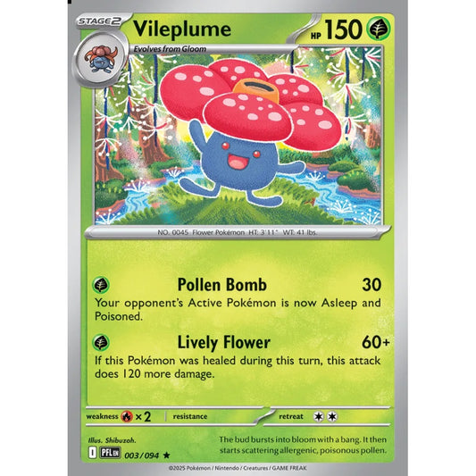 Vileplume Rare 003/094 Pokemon Card Game Phantasmal Flames