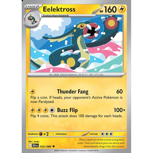 Eelektross Uncommon 032/086 Pokemon Card Game Black Bolt