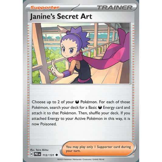 Janine's Secret Art Uncommon 112/131 Pokemon Card Game Prismatic Evolutions
