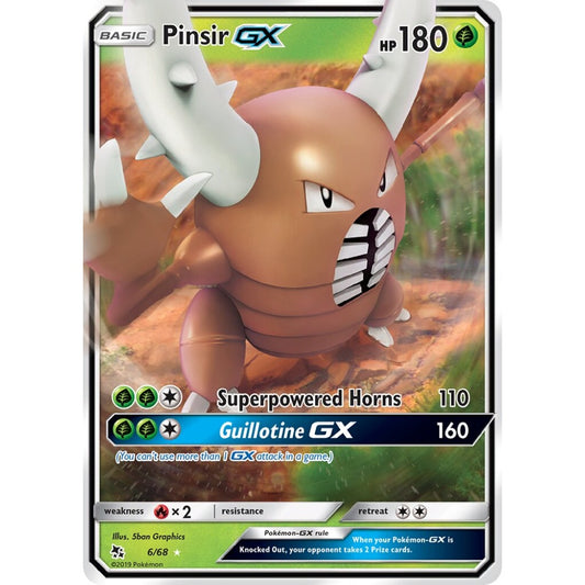 Pinsir-GX Rare Holo GX 6/68 Pokemon Card Game Hidden Fates